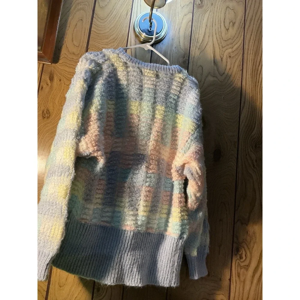 Vintage JJ Browne Size Large Pastel Knit Cotton Cardigan 90s Preppy Cottagecore